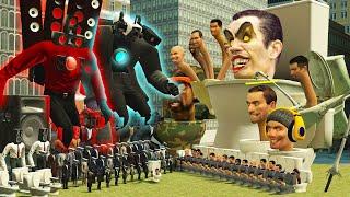 MECHA CAMERA MAN AND SPEAKER MAN BOSS ARMIES VS SKIBIDI DOB DOB TOILET BOSS ARMY In Garrys Mod