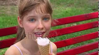 Stock Footage - French Teenager eating Ice Cream 3