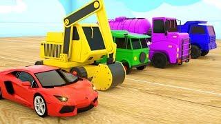 Learn Colors with Police Cars Dump Truck Strees Vehicles - Assembly Tyre Construction Vehicles