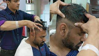 Pressure point head massage with figure elbow neck cracking by Indian barber Rizwan