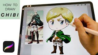 PROCREATE DRAW WITH ME How to Draw CHIBI Character on iPad - Erwin Smith Attack on Titan