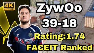 【4K】ZywOo 39-18 5-stack FACEIT Inferno  Aug 5 2024 #cs2 #pov