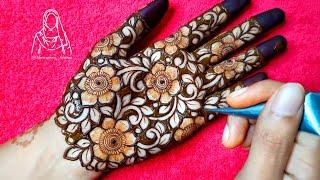 Very Beautiful Latest Floral Patchwork Henna Design  Heavy Negative Spacing Floral Bharwa Design