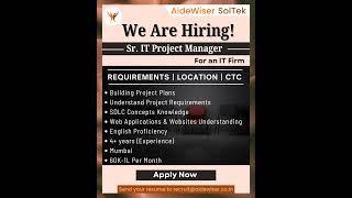 Hiring Hiring Hiring We are hiring a Sr. IT Project Manager #itjobs #projectmanagement #job