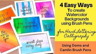 Water Color Background Using Doms and Camlin Brush Pens  4 easy ways  Calligraphy for Beginners