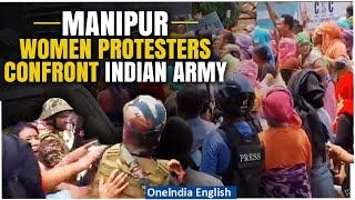 Manipur Violence Women Protesters Stop Indian Army Convoy  Detention of 11 Miscreants  Oneindia