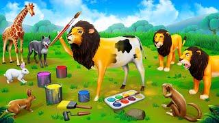 Crazy Cows Lion Makeover   Cow Comedy Cartoons  Funny Animals Cartoons