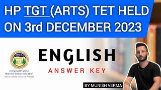 HP TGT ARTS TET SOLVED PAPER  ENGLISH  HELD ON 3RD DECEMBER 2023- ANSWER KEY