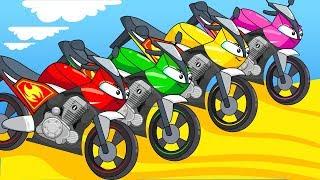 Гонки - Машинки и Мотоциклы - Веселые Мультики Для Детей