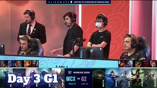 MCX vs G2  Day 3 Group A S10 LoL Worlds 2020  Machi Esports vs G2 eSports - Groups full game