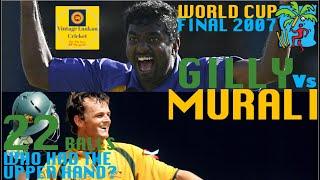 Muralitharan vs Gilchrist World Cup Final 07 Head to Head 22 Balls 1 Boundary and Many Chances