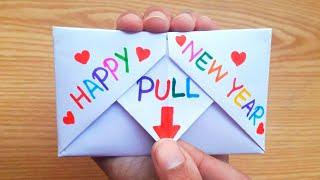 DIY - SURPRISE MESSAGE CARD FOR NEW YEAR  Pull Tab Origami Envelope Card  Happy New Year Card