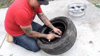 How to take a tire off the rim really easy  How to put a tire on a rim