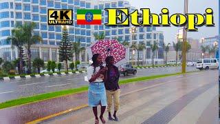 ገራሚው አዲሱን የቦሌን መንገድ በዝናብ እንየው  Addis Ababa Walking Tour Bole  4K Tourist attractiveness