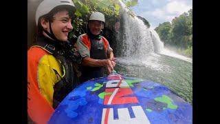 Dad EJ  with his Son KC- A backyard kayaking expedition.