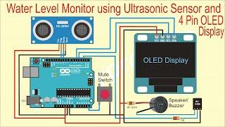 Water Level Monitor using Ultrasonic sensor and 4Pin OLED Display