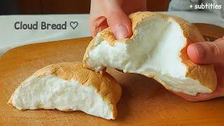 Only 3 Ingredients Bread Cloud - Korean Dessert that Melts in Your Mouth subtitles