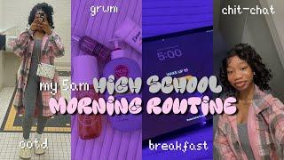 MY 5AM REALISTIC HIGHSCHOOL MORNING ROUTINE +mini vlog grwm skincare chit-chat ootd breakfast