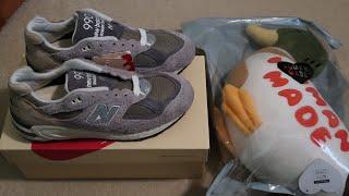 NEW BALANCE 990 V2 TEDDY SANTIS SNEAKER UNBOXING + KAWS X HUMAN MADE DUCK PLUSH DOLL