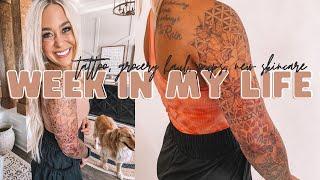 A WEEK IN MY LIFE NEW TATTOO SKINCARE GROCERY HAUL + HOME DECOR  Holley Gabrielle