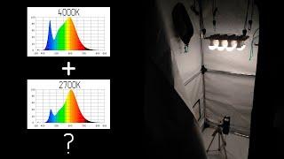 Суммирование спектров бытовых светодиодных ламп теплого и холодного 2700K света 4000K.