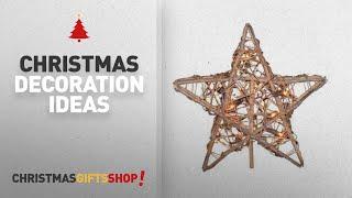 Top Burlap Christmas Decorations Kurt Adler 10 Light Indoor Rattan Natural Star Treetop