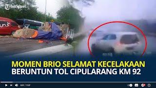 Momen Honda Brio Selamat Kecelakaan Beruntun Tol Cipularang KM 92 hanya Terserempet Truk Rem Blong