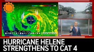 CAT 4 Hurricane Helene With Lightning in Eye on Radar