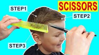 SCISSOR HAIRCUT TUTORIAL  HOW TO CUT BOYS HAIR AT HOME