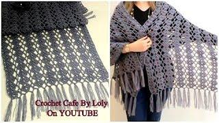 Crochet very easy & fast elegant shawl just two rows repeat.كروشيه شال مستطيل سهل جدا