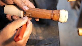 Process of Making Instrument Recorders. Korean woodwind instrument Master