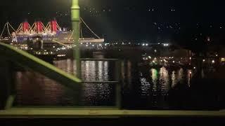 4K DISNEYSEA Electric Railway - Port Discovery to American Waterfront - Night view - エレクトリックレールウェイ