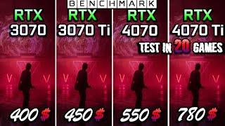 RTX 3070 vs RTX 3070 ti vs RTX 4070 vs RTX 4070 Ti  Test in 20 Games  1440p