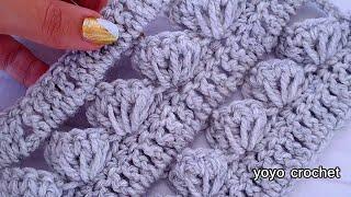 كروشية غرزة المثلثات المجسمة سهلة للمبتدئين - Amazing Crochet 3D triangle stitch