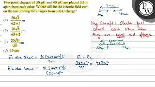 Two point charges of \ 30 \mu \mathrm{C} \ and \ 40 \mu \mathrm{C} \ are placed \ 0.2 \math...