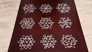 5×3 dots daily use sikku kolam designs for beginners. Easy dot kolam Easy rangoli. Simple muggulu.