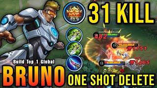 Bruno 31 Kills Insane One Shot Damage Build - Build Top 1 Global Bruno  MLBB