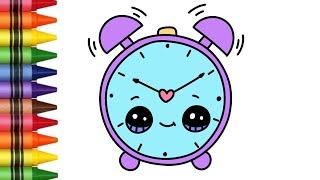 How to Draw a Cute Alarm Clock Easy For Kids  Cute Little Drawings