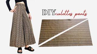 Very Easy Culottes Pants Cutting and Stitching  Palazzo Skirt Pants Tutorial with Cut-out Detail