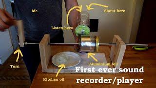 DIY phonograph - sound recorderplayer from aluminium foil and wood