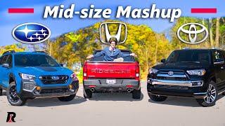 2024 Subaru Outback vs Honda Ridgeline vs Toyota 4Runner  Mid-size Outliers