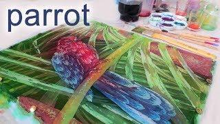 Silk painting parrot hot wax dyeing Batik