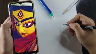 Draw With Me - Durga Maa Drawing   Outline Tutorial 