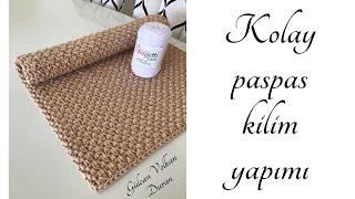 Penye İpten Tığ İşi Örgü Kolay Paspas - Kilim Tarifi -  Model Kazayağı