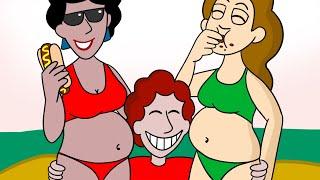 Beach chubby  girl - funny bellylaugh animation