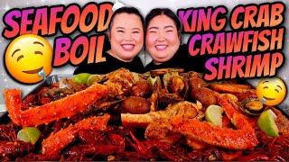 KING CRAB LEGS SEAFOOD BOIL + GIANT SHRIMP + CRAWFISH + MUSSELS + SNOW CRAB  MUKBANG 먹방 EATING SHOW