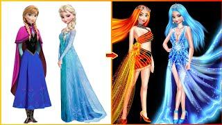 Disney Princess Elsa Anna Glow up into Elemental transformation Frozen Princess