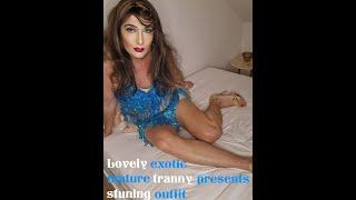 Lovely exotic mature tranny presents stunning outfit