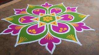 Tamil Puthandu Special Kalpanas Rangoli flowers padi Kollam Easy Rangoli Pandaga Muggulu