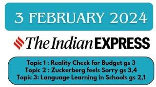 3rd February 2024  Today Indian Express Newspaper Editorial Ideas Explained Analysis  By GC